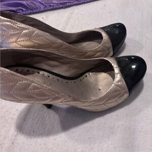 BCBGirls Black and Cream Quilted Heels